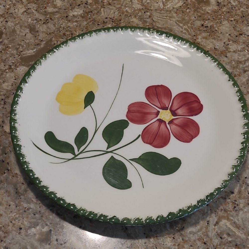 Blue Ridge Southern Potteries 9" Plate Yellow Burgundy Flowers